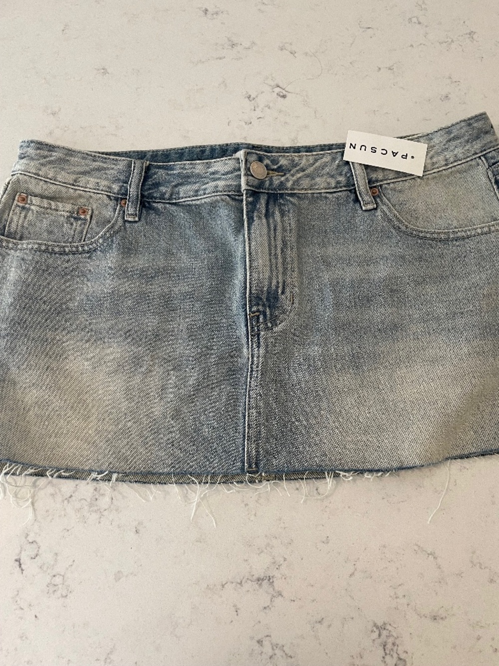 NWT PACSUN EVALINA RAW HEM DENIM MINI SKIRT SIZE 30!